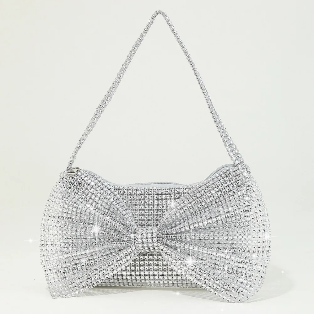 

Exquisite Shiny Evening Banquet Bag Mini Luxury Bowknot Underarm Bag Temperament Elegant Rhinestone Handbag Lady
