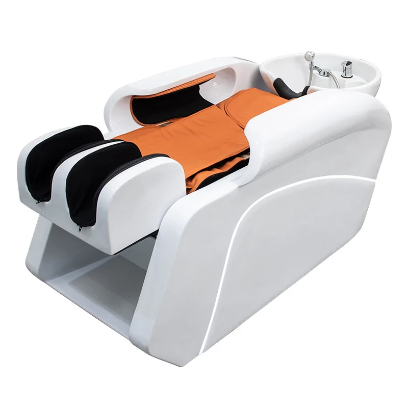 Electric intelligent massage barber shop special water circulation ceramic basin Thai flushing bed