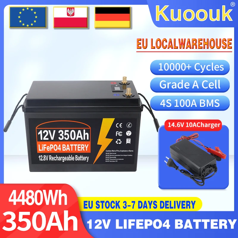 Akumulator litowo-żelazowo-fosforanowy LiFePO4 12V 350Ah z wbudowanym BMS do zastąpienia większości zasilaczy awaryjnych i domowych systemów magazynowania energii.