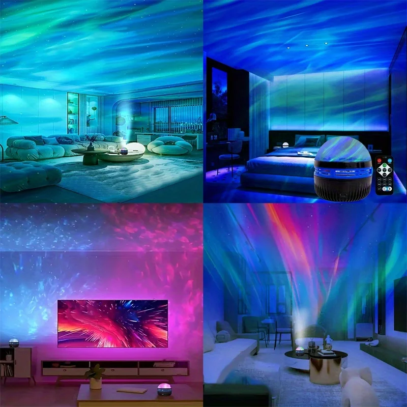 Starry LED Projection Light Ripple Northern Lights USB Ambient Lamp, Remote Control,Voice Control,Car,Holiday Party, House Decor