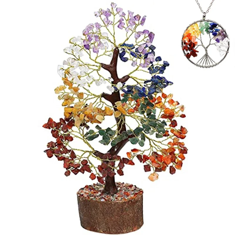 

Brand New 7 Chakra Life Crystal Tree Feng Shui Tree Natural Artificial Tree Band Healing Gemstone Pendant