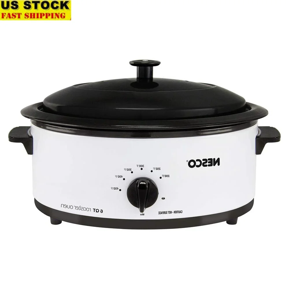 

6 Quart Porcelain Roaster Oven Electric 750W with Full Temperature Control Baking Roasting Steaming Cooking Serving