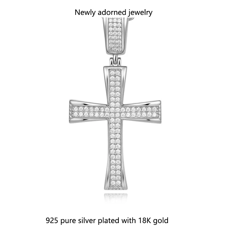 

Подвеска-крестик для бестселлера Amazon, без цепочки, комплект с муассанитом, изысканный дизайн, универсальное колье, минималистский стиль.