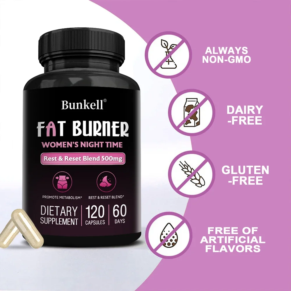 Night Fat Burning Capsules - Enhance Immune System, Promote Metabolism, Healthy Weight Management, 120 Capsules