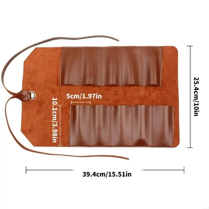 E7CD PU Tool Roll -up -Beutel tragbarer PU -Werkzeugschlüssel Rollenmeißel Tasche