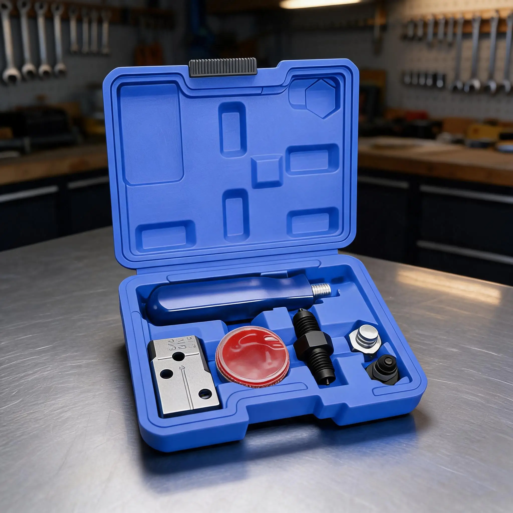 3/16in For-Double Flaring Tool Metal Handheld Brake Line Automotive Truck Includes Punch, Locator Bolt, Grease Container