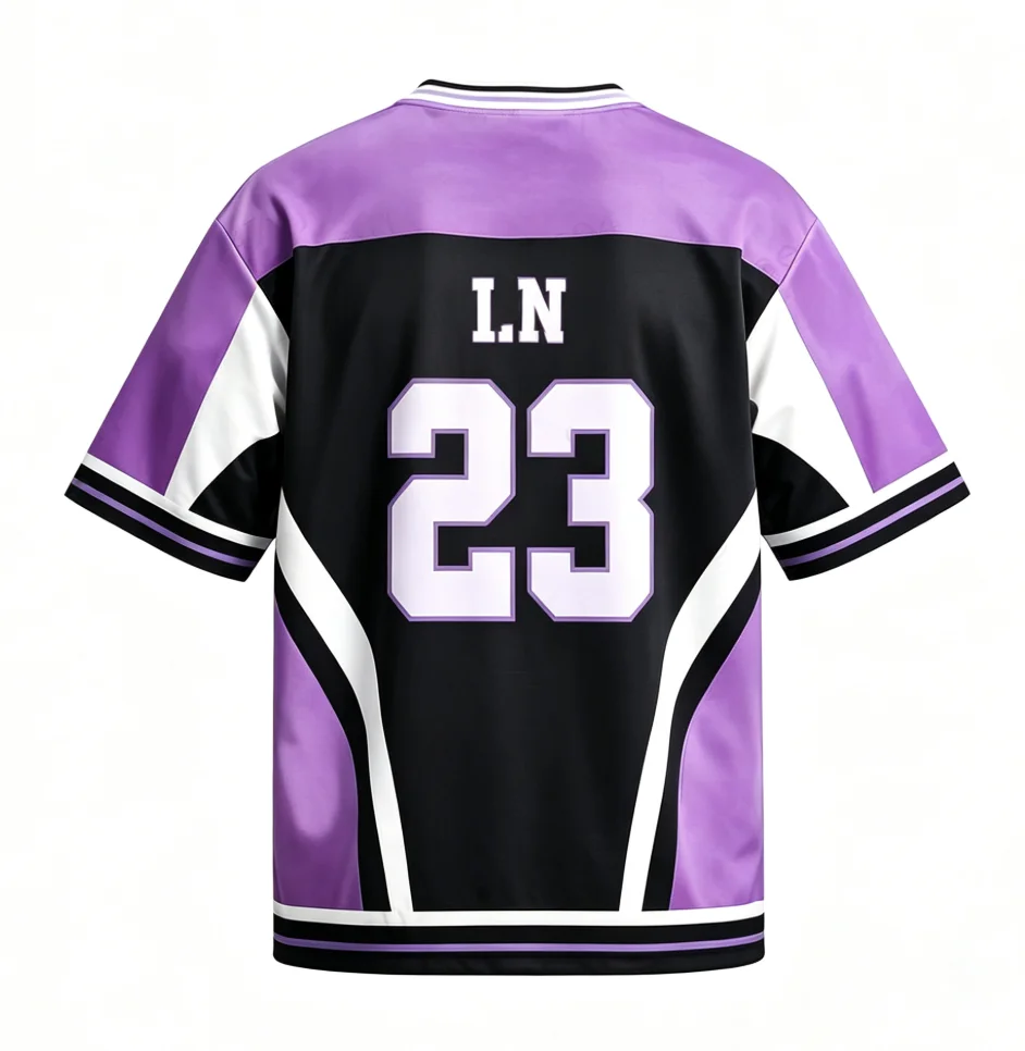 Family Matching Replica Football Jersey, Purple Black White Graphic Number Print V‑Neck Short Sleeve Sport Top ForKpop Fan