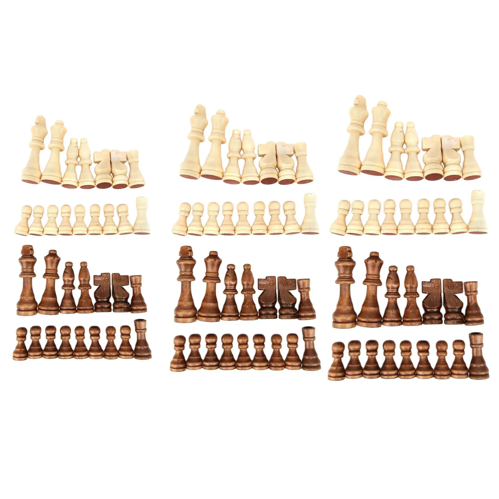 32x handmade wooden chess pieces wooden replacement chess pieces with kings,