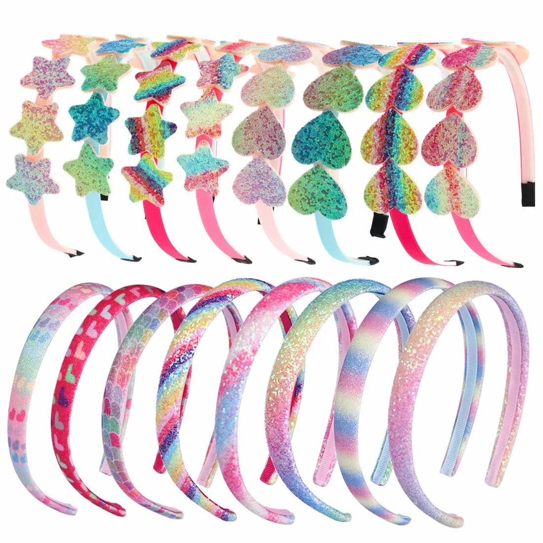 Glitter Rainbow Hairbands para Meninas, Coração Bonito e Star Headbands para Crianças, Decoração de Festa, Acessórios de Cabelo, 1PC