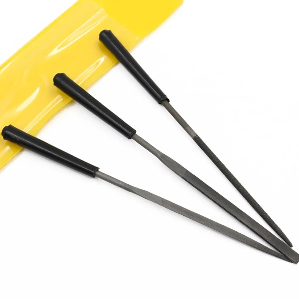 Limes diamantées en plastique non aldé, outils à main, facile à utiliser, argent et triangle noir, plastique pratique, 3 pièces