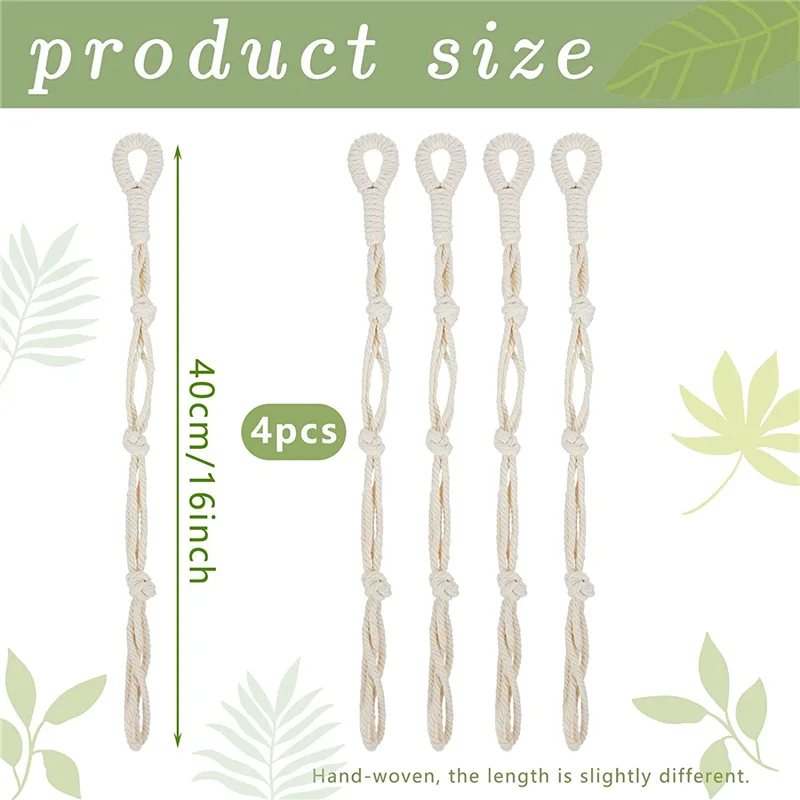 4 قطع مكرميه البيج نبات شماعات موسع حبل النبات سلة معلقة موسع كبير أصحاب وعاء النباتات المعلقة-BEAU