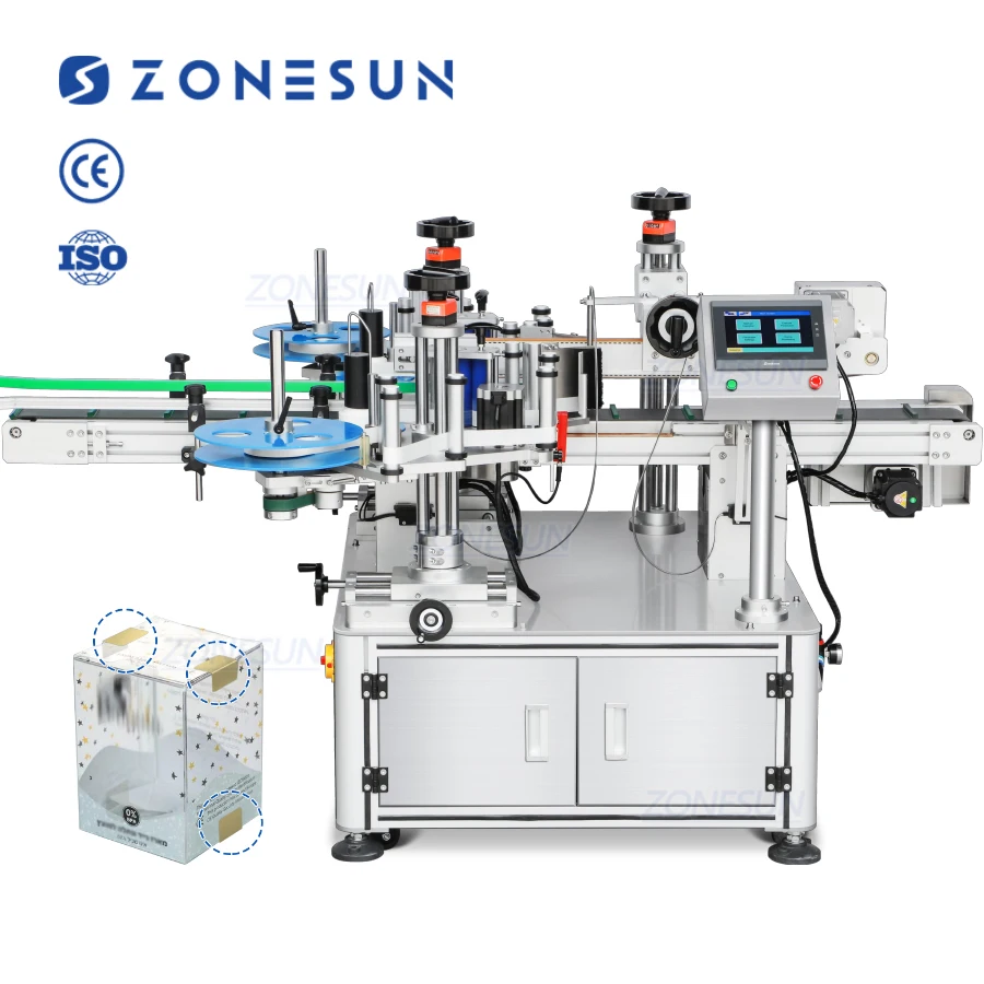 ZS-TB833F Horizontal Folding Carton Box Tamper Adhesive Sticker Automatic 4 Sides Sealing Corner Labeling Machine