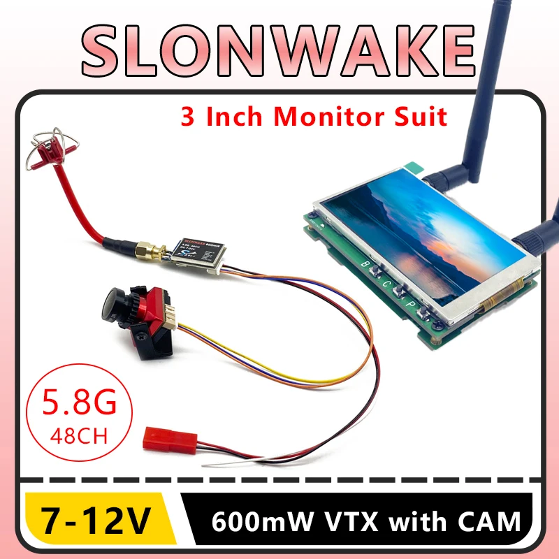 

FPV Set TS5823Pro 600mW Video 5.8GHz 48CH Transmitter and Cmos 1500TVL Camera B19 with 3 inch Monitor For RC Racing Drone Model