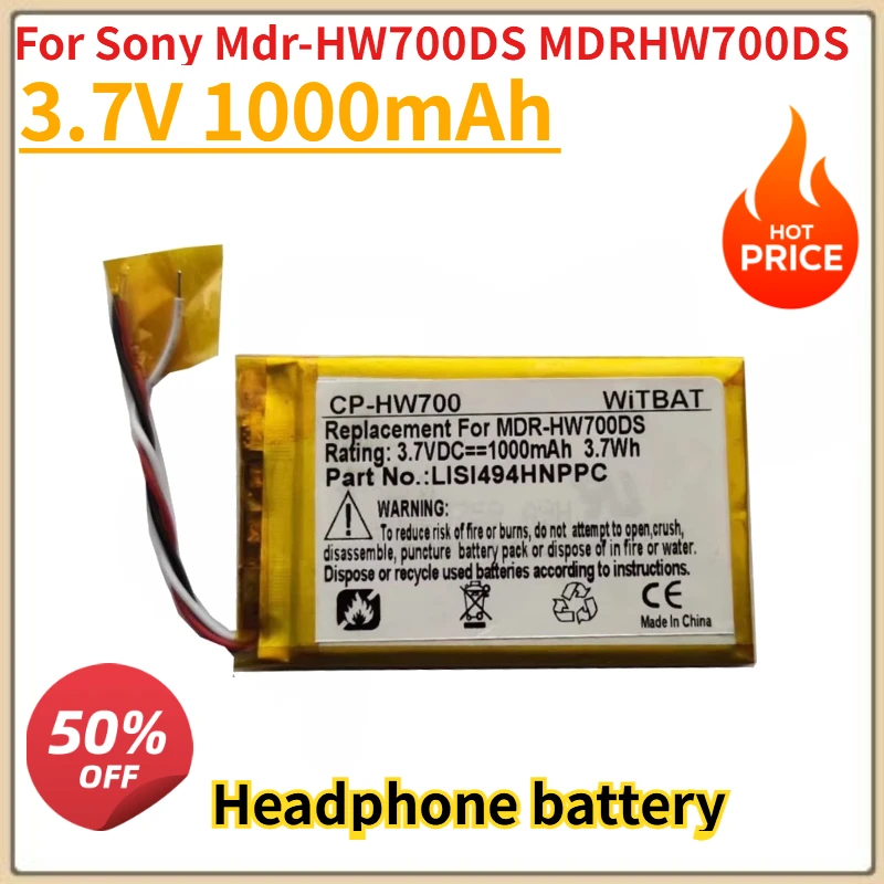 

Высококачественный новый аккумулятор для наушников 3,7 В, 1000 мАч для Sony Mdr-HW700DS MDRHW700DS, сменный аккумулятор