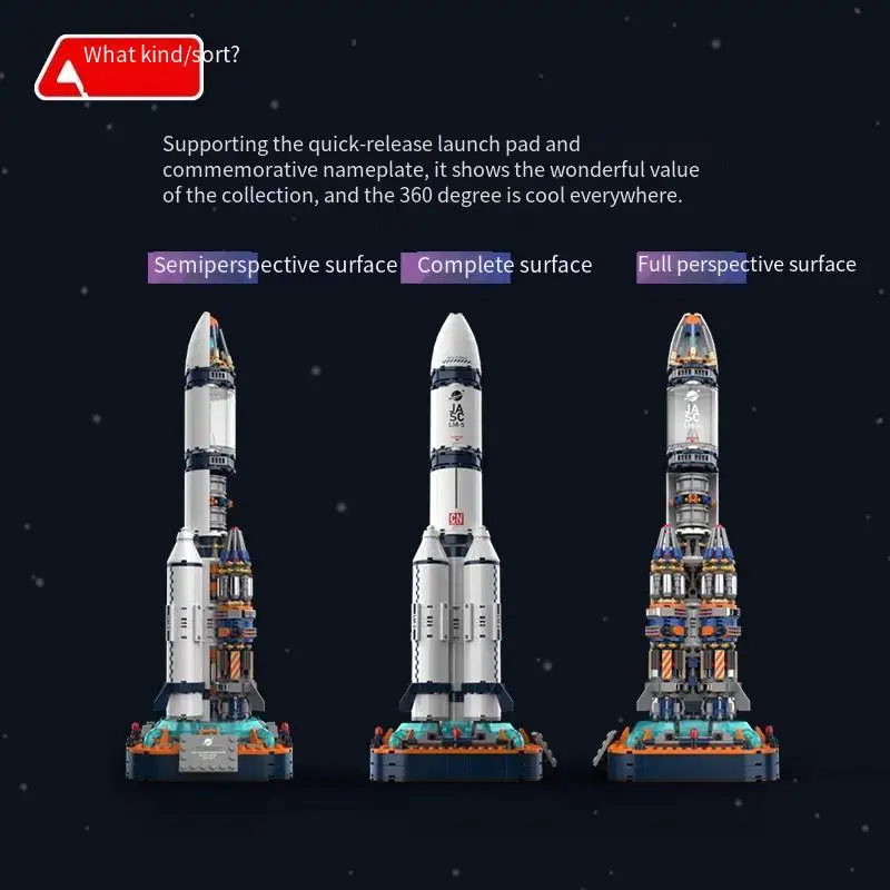 Serie ruimtevaart: Dawn 5-raket, astronautenbouwstenen, ruimtevaartuig, vliegtuigmodel, bouwstenen, speelgoed voor kinderpakketten