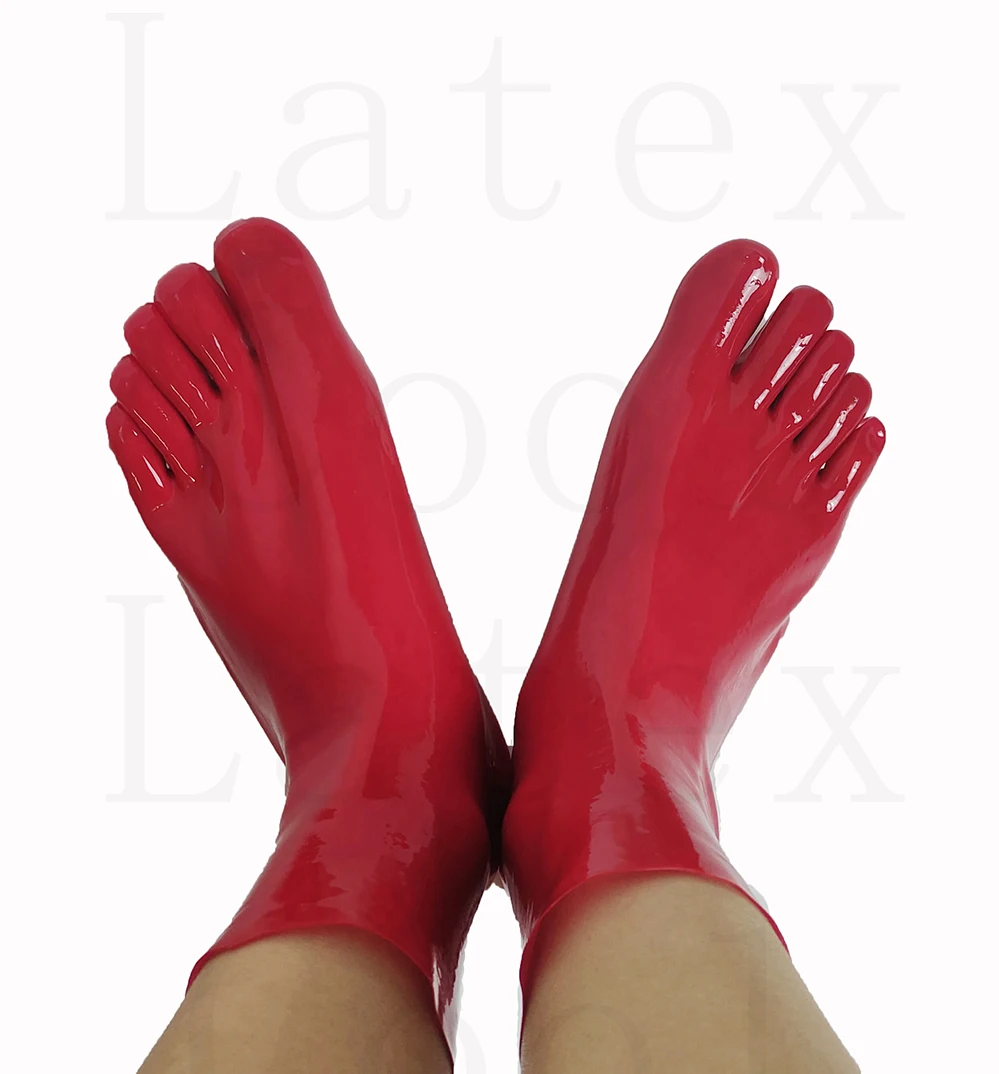 

pretty Natural red ankle short toe 100%latex rubber socks size s-xl 0.4mm Special price manual customization