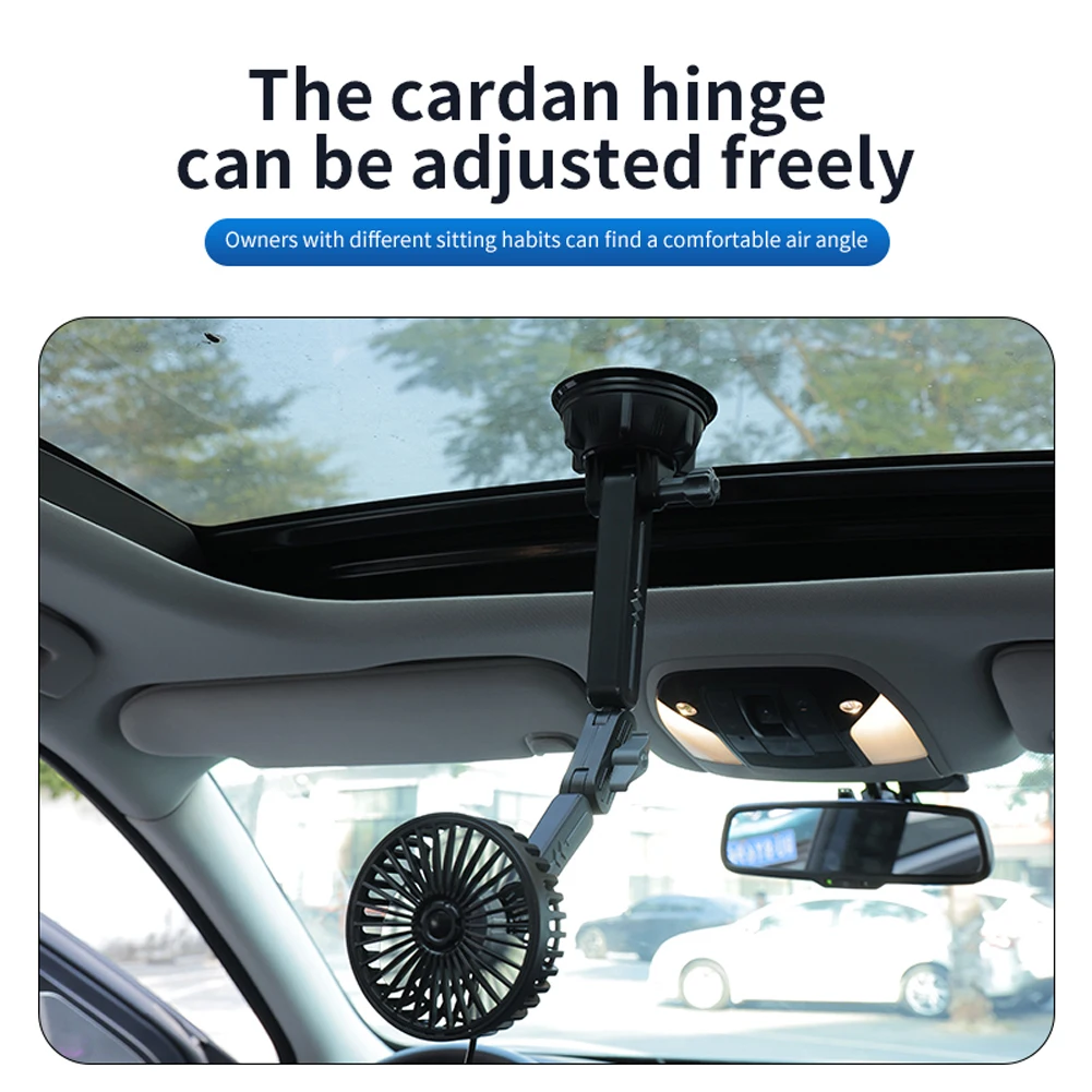مروحة سيارة USB 3 سرعات شفط كأس مروحة تبريد الهواء للوحة القيادة/الويندوز 360 درجة الذراع الطويلة مروحة تبريد السيارات لشاحنة سيارة SUV RV #4