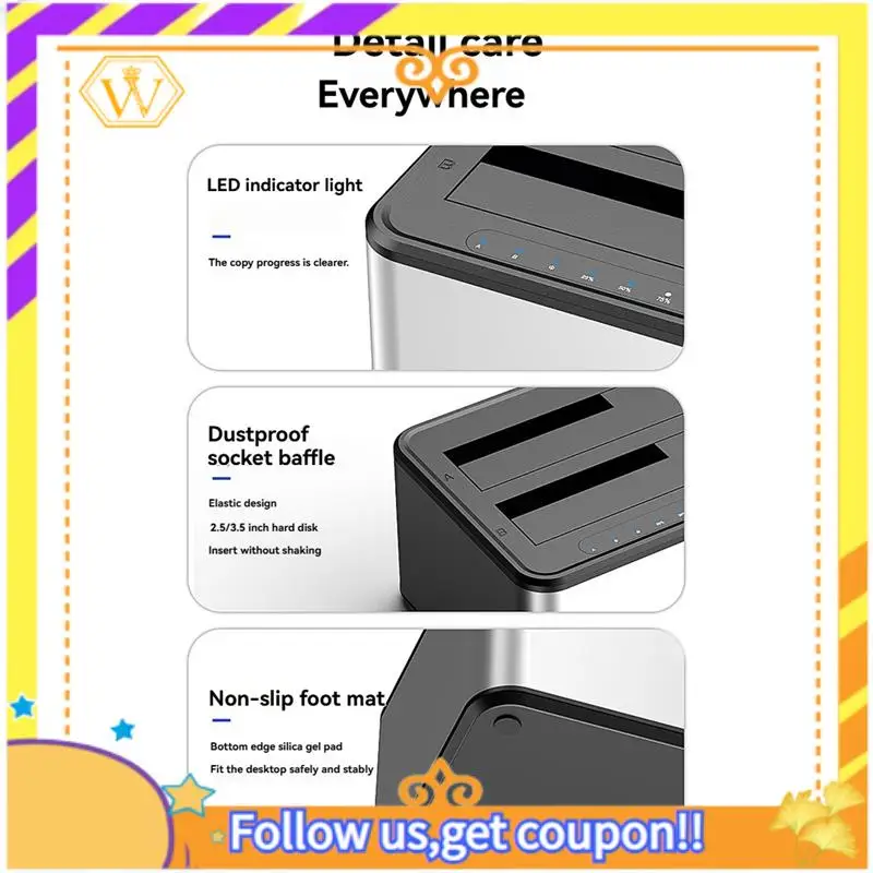 أحدث-2.5/3.5 بوصة SSD حاوية القرص الصلب الخارجي ثنائي الخليج محطة إرساء القرص الصلب SATA إلى USB 3.0 HDD