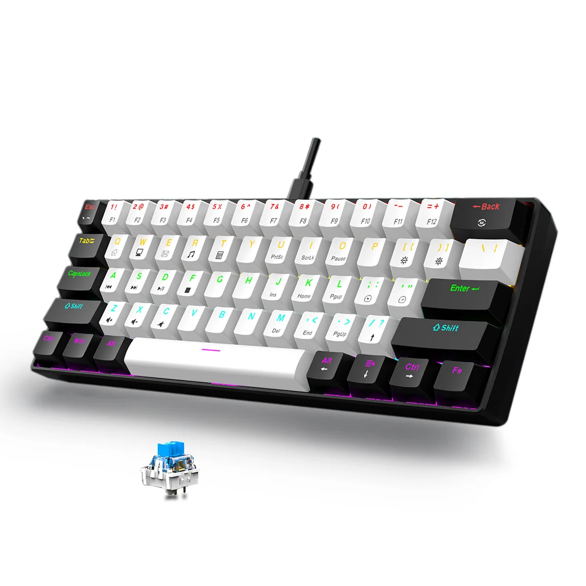 

Mechanical keyboard, blue axis double color keypad mini luminous