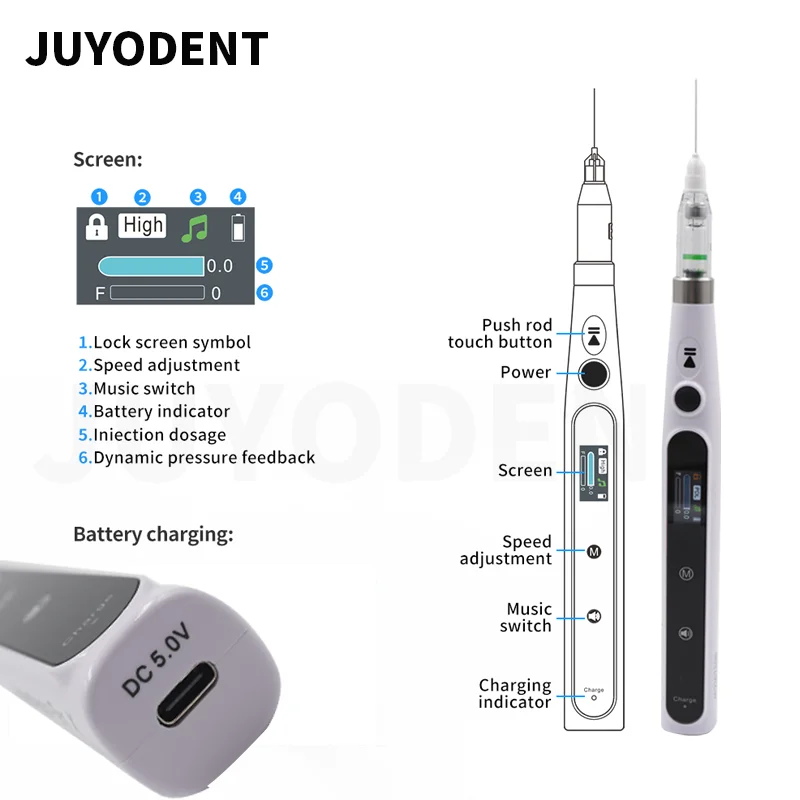 Dental Anesthesia Injector Portable Painless Wireless Local Anesthesia with Operable LCD Display Chargeable Dental Equipment