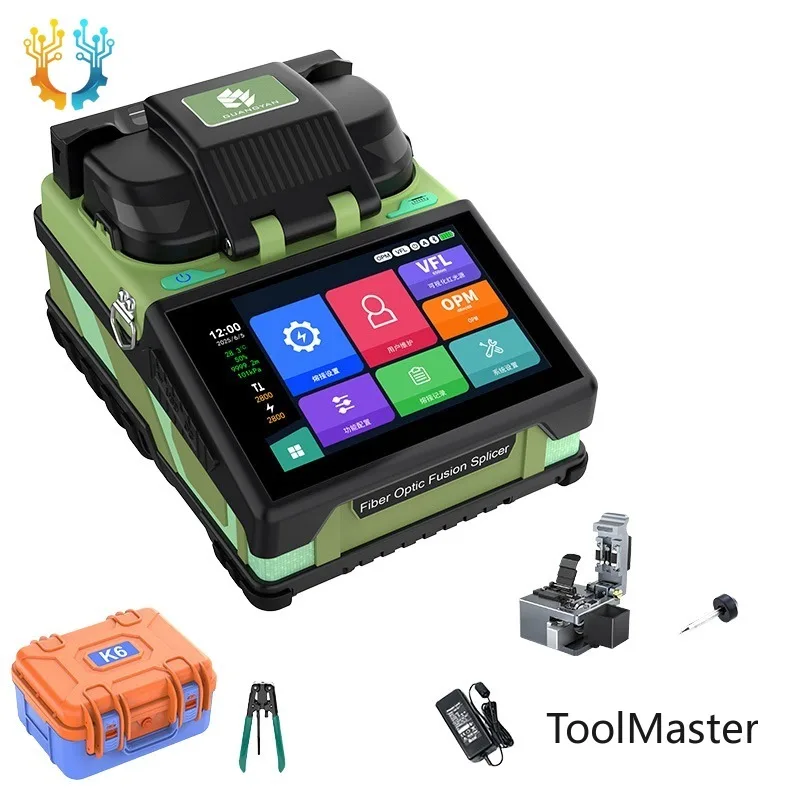 

【2026】K6 Splicer Fiber Optic Multi-functional Optical Fiber Fusion Splicer 6 Motor 5.5 Inch Touch Screen Fibre Splicing Machine
