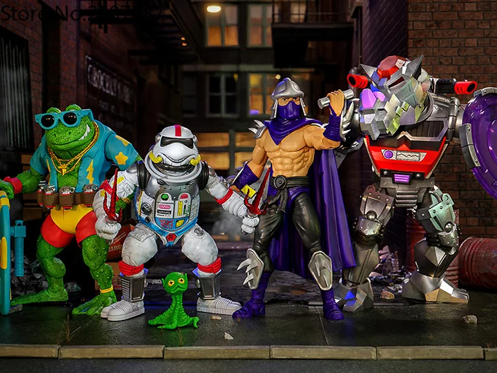 

SUPER7 Teenage Mutant Ninja Turtles Robotic Rocksteady Space Cadet Raphael Genghis Frog Shredder Figures Models Anime Toys