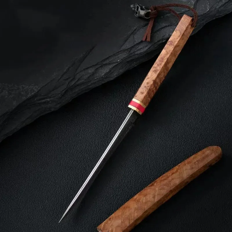 1PC Damascus portable pocket knife, fruit knife , wooden handle, cutting knife, boning knife