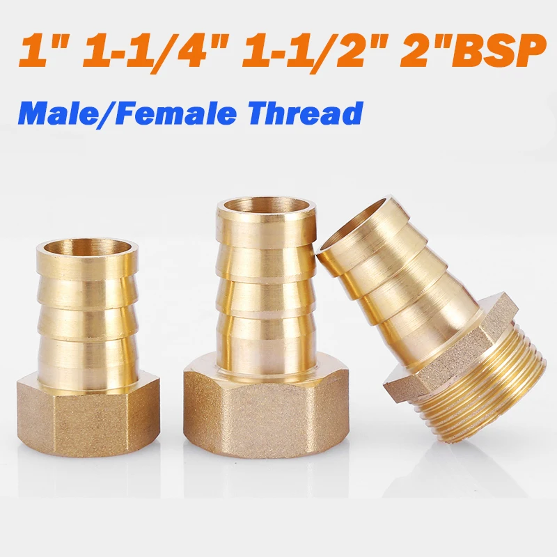 

1 "1-1/4" 1-1/2 "2" BSP латунный фитинг трубы наружная/внутренняя резьба 16/19/25/32/38/50 мм зазубринутый шланг хвостовой конец соединители воздушного газа