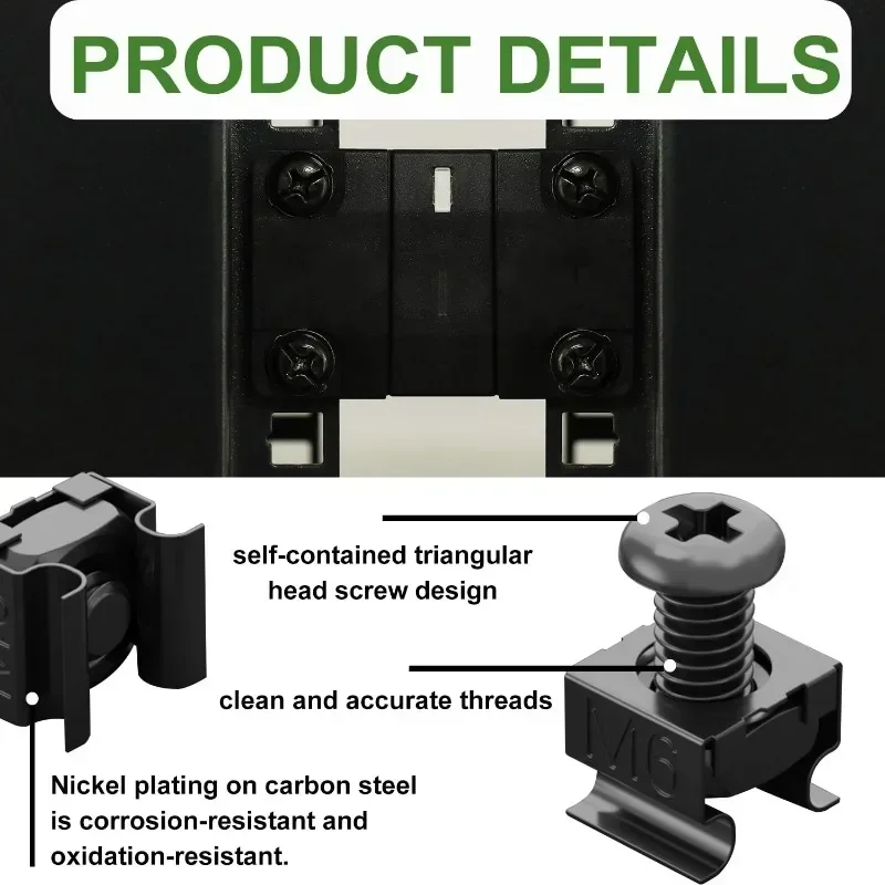 120 Buah Sekrup Sangkar Dudukan Rak Pencuci Mur dan Set Pengikat Kabel Pengunci Otomatis Sekrup Dudukan Rak dan Kit Mur Sisipan Persegi M6x16mm