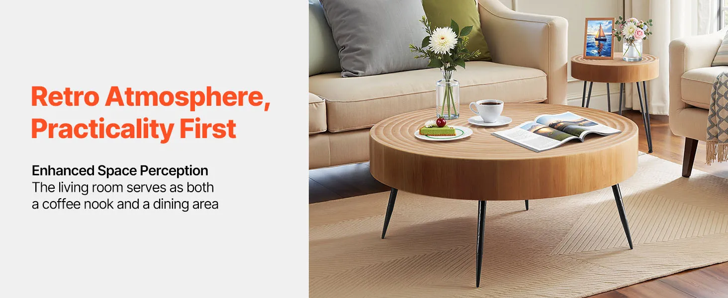 SucceBuy Coffee Tables Sets Living Room Table with End Side Table Coffee and End Tables Sets with Metal Legs for Living Room