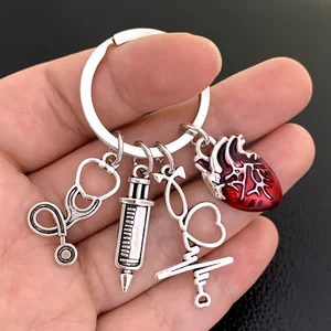 Heart -Shaped -Schlüsselbund, Tropfblutschlüsselkette, medizinische Anatomie, Arzt- und Krankenschwester -Tasche, Juwelengeschenk, 1 PC 8 Hauptverkaufs -Keychain anatomisch - №1