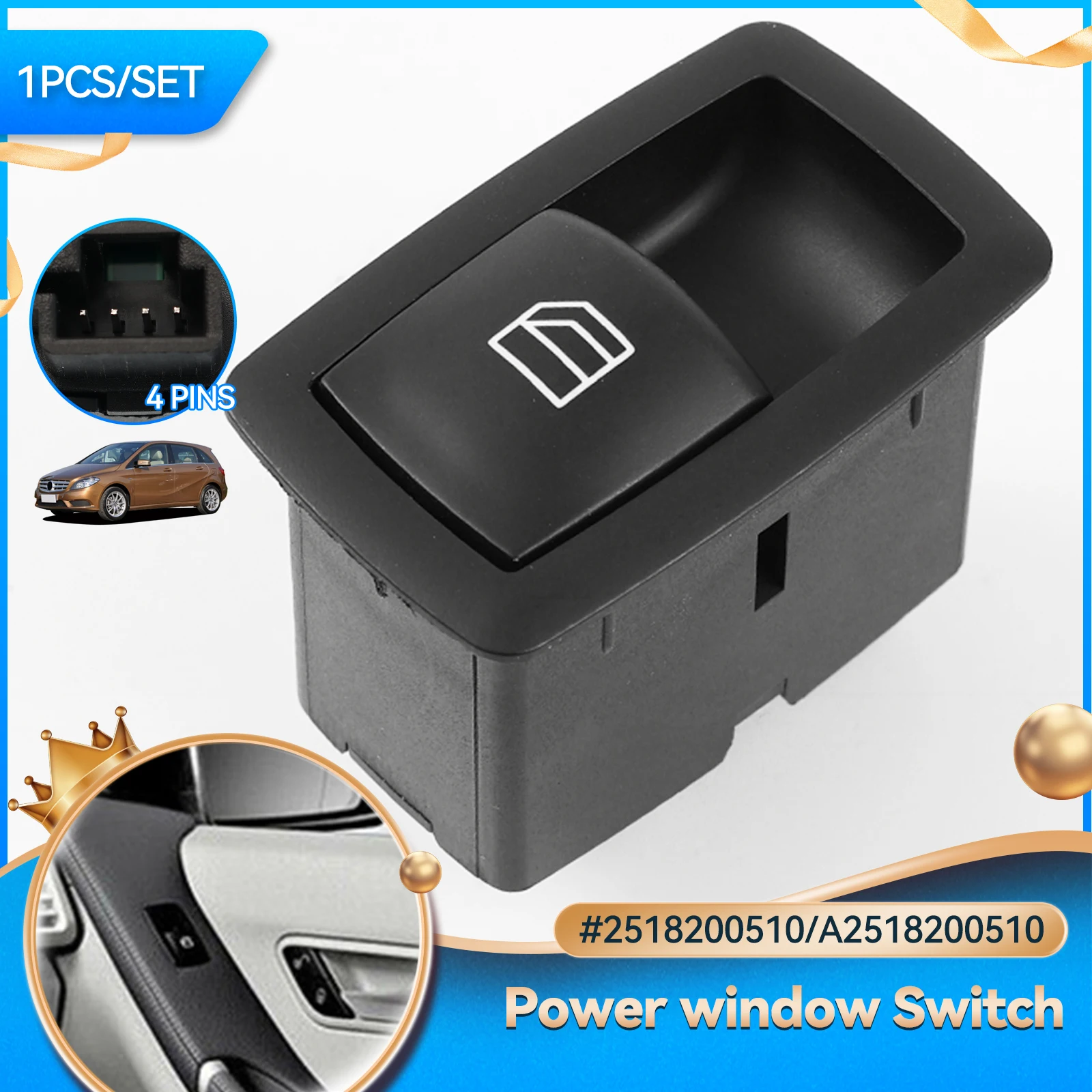 2518200510 Power Window Switch For Mercedes A B ML GL R Class W251 W169 W245 X164 W164 Passenger Side 251 820 05 10 A2518200510