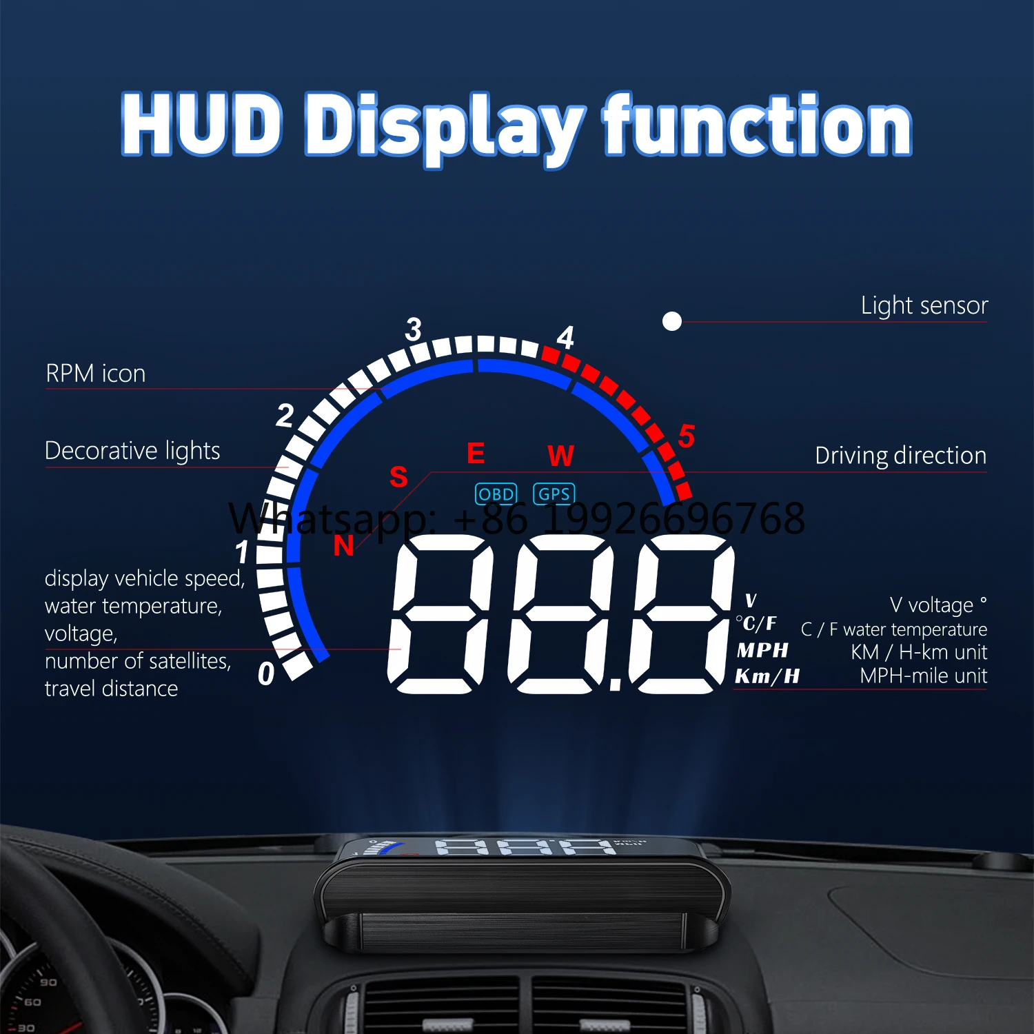 Popular M13 Plus GPS Windshield HUD Universal USB Speed Digital Head up Displays for Cars OBD2 Auto Electronics