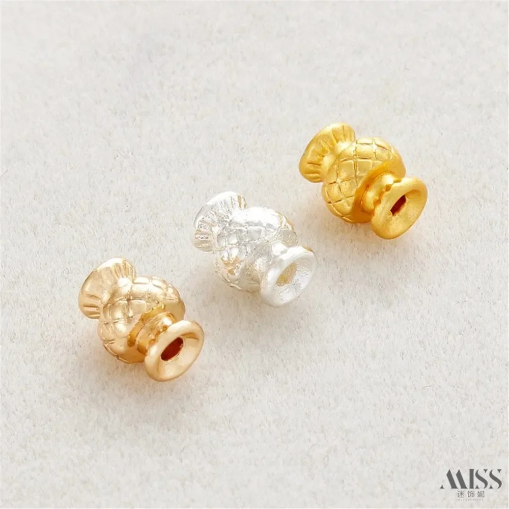 14K Gold Color Pattern Vase-shaped Through-hole Bead-separated Loose Beads DIY Handmade Bracelet Necklace Beaded Accessories