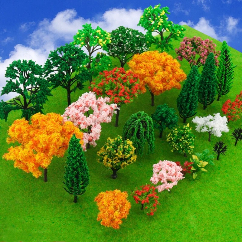 Model Trees Mixed Forest Miniature Figurines Fairy Garden Accessories Ornament Trunk Plant Train Scenery landScape Ature Layout