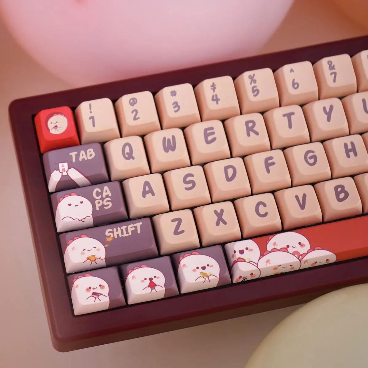 Original momo powder/brown mechanical keyboard keycaps large full set of PBT sublimation MDA/original height