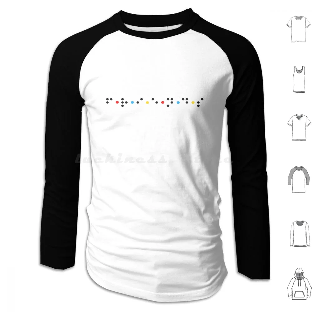 Braille Language Friendship Gift Idea For The Visually Impaired Hoodies Long Sleeve Blind White Cane Stick Blindness