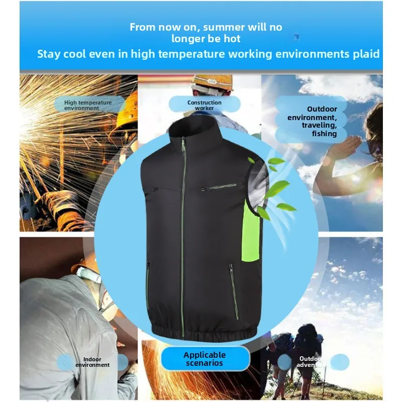 Light Wind Circulation Cooling Vest Air Conditioned Fan Clothing Portable Heat Resistant Outerwear for Adult Men Women