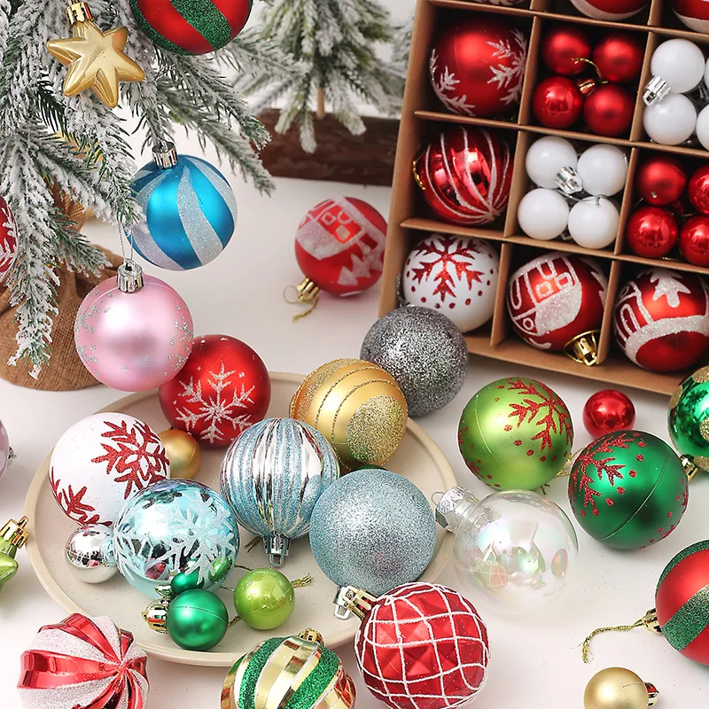 44 PCS Christmas Painted Ball Gift Box 3cm/6cm Set Christmas Tree Decorative Ball Gift Hanging Holiday Props Decorations.