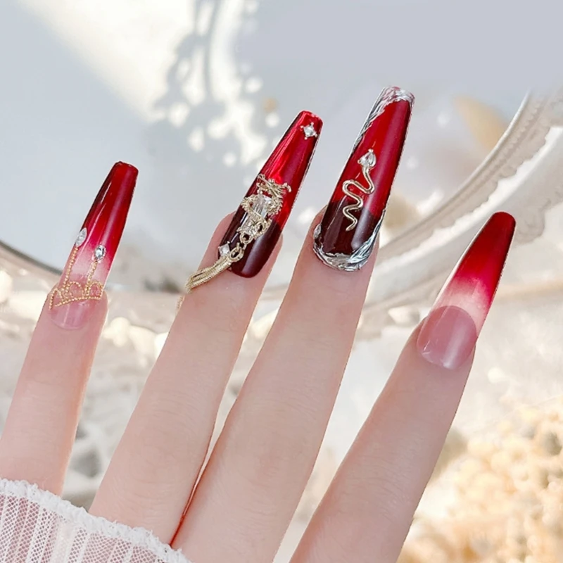 E1ye decorações unhas da 2024 estilo chinês metal prego broca pingente