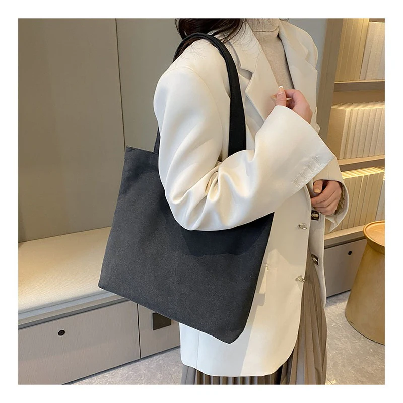 Thickened Washed Canvas Bag Women's Large-capacity Tote Bag Simple Commuting Hand-held Oxford Cloth Large Bag Single Bag