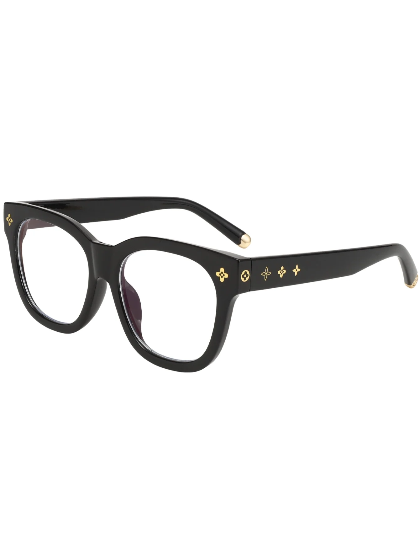 New retro box tortoise shell color glasses frame face-lifting fashion slim flat mirror blue glasses. image 2