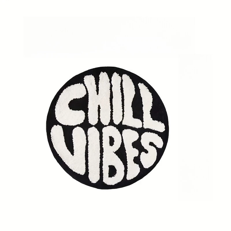 Chill Vibes Round Rug Fluffy Tufted NonSlip Floor Mat for Living Room Bedroom Dorm Aesthetic Boho Home Decor Bedroom Decor