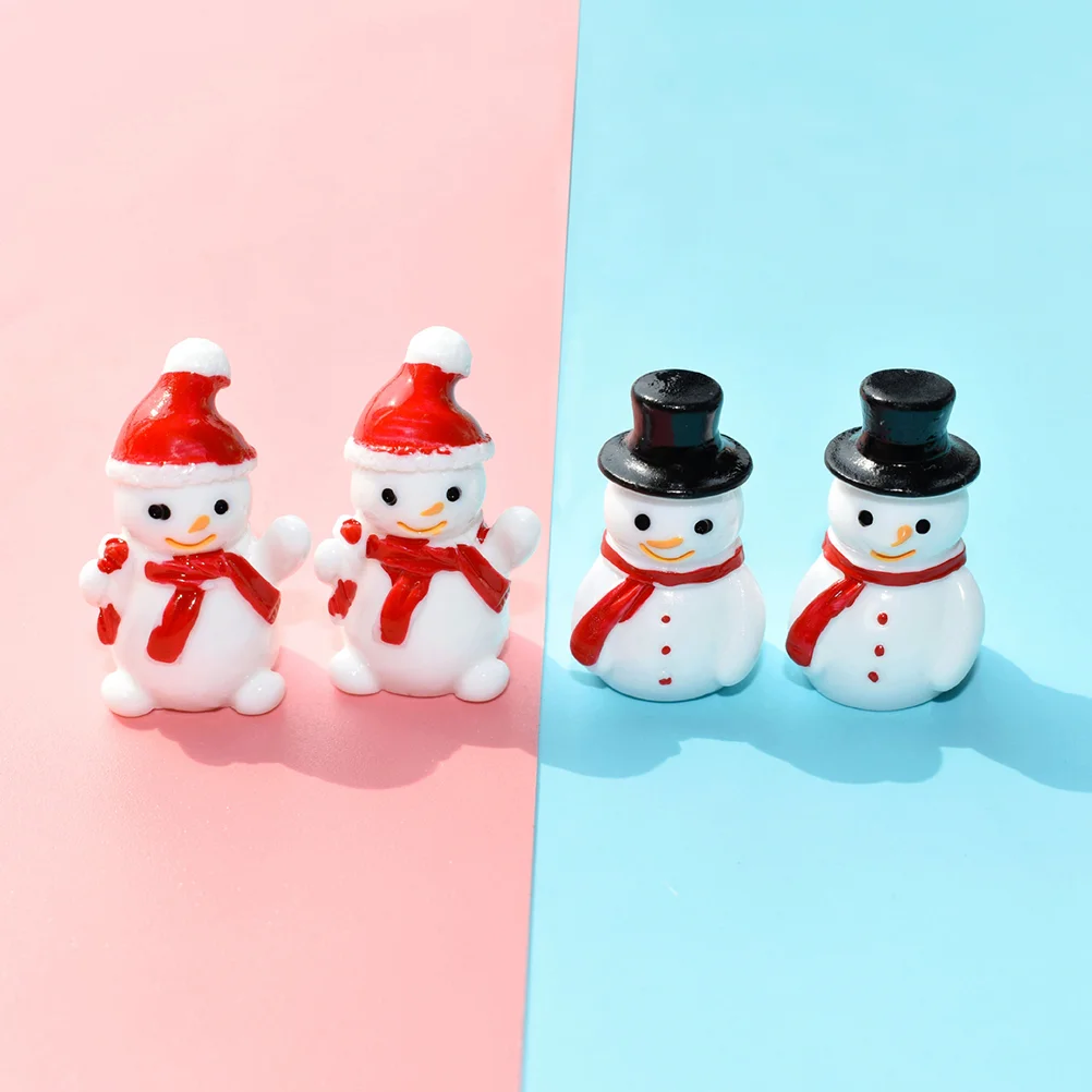 10 Pcs Christmas Craft Mini Snowman Halloween Decorations Outdoor Miniature Ornament Winter Tree Resin Landscape Child