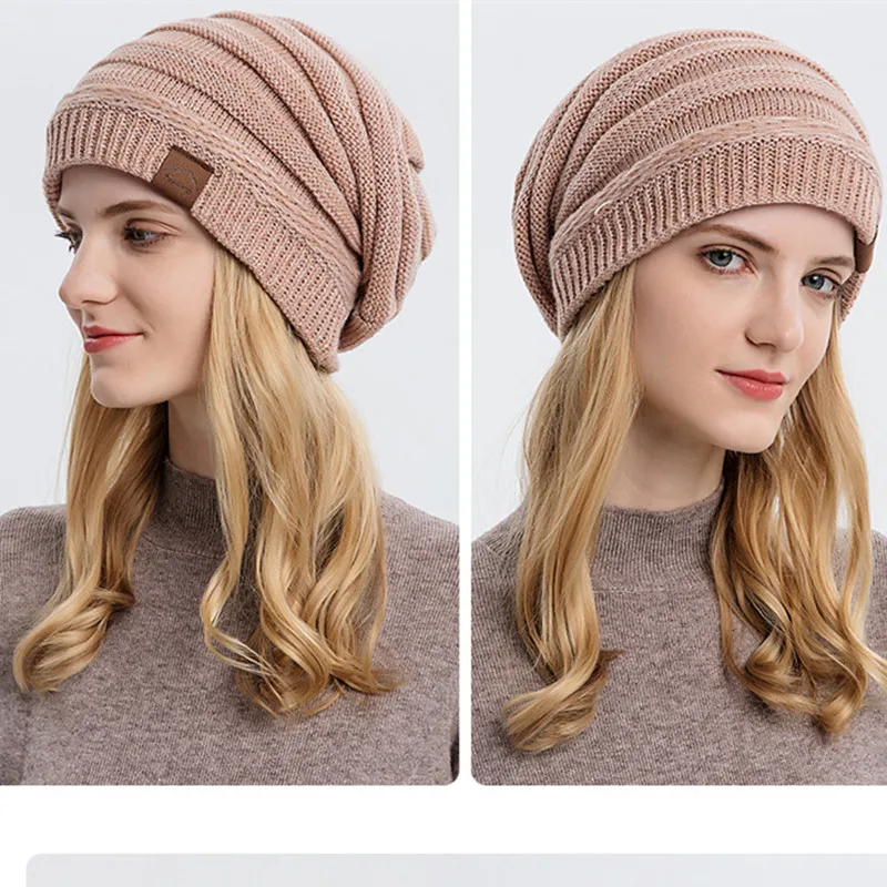 New Winter Hats for Women Men Knitted Wool Warm Beanies Hat with Fur Lining Casual Bonnet Thicken Gorro Hats Cap Dropshipping