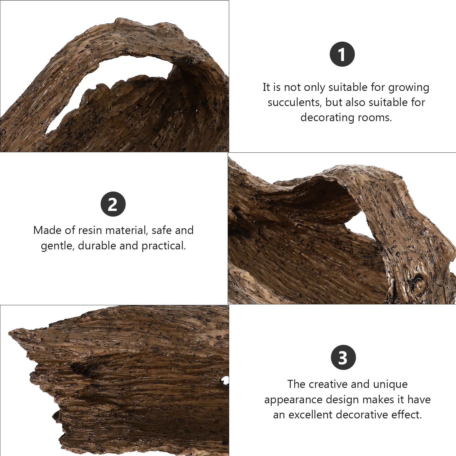 

1pc Creative Resin Flowerpot Imitation Wood Root Large Diameter Small Exquisite Balcony Garden Decorative Plant Container For