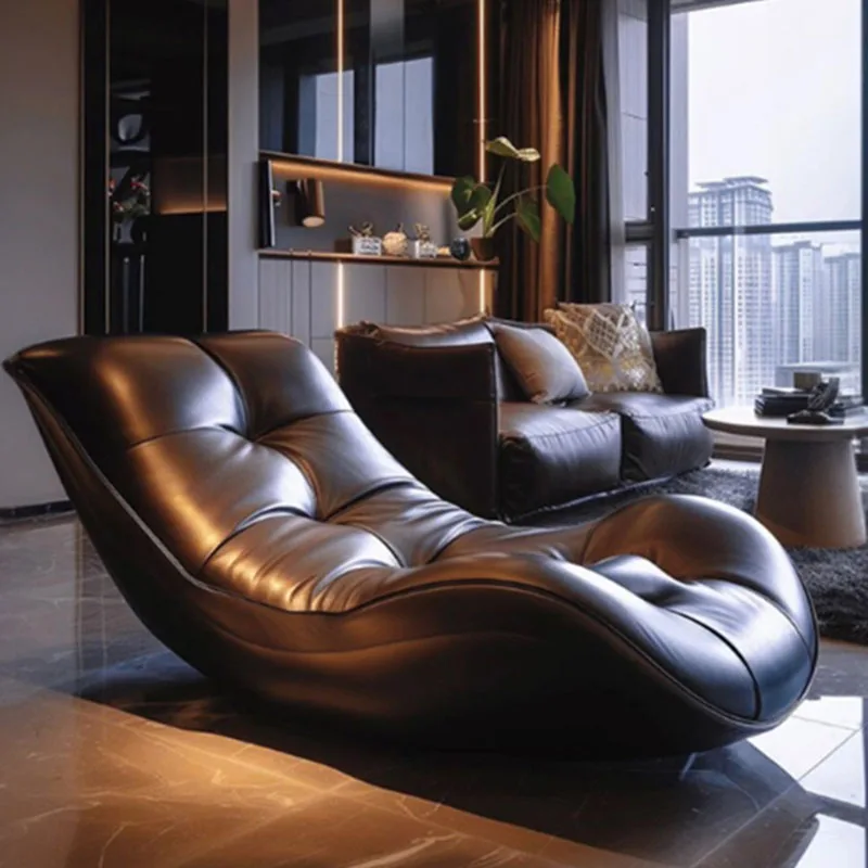 

Italian leather minimalist balcony reclining sleeping lazy sofa chair luxury premium single sofa reclining chair
