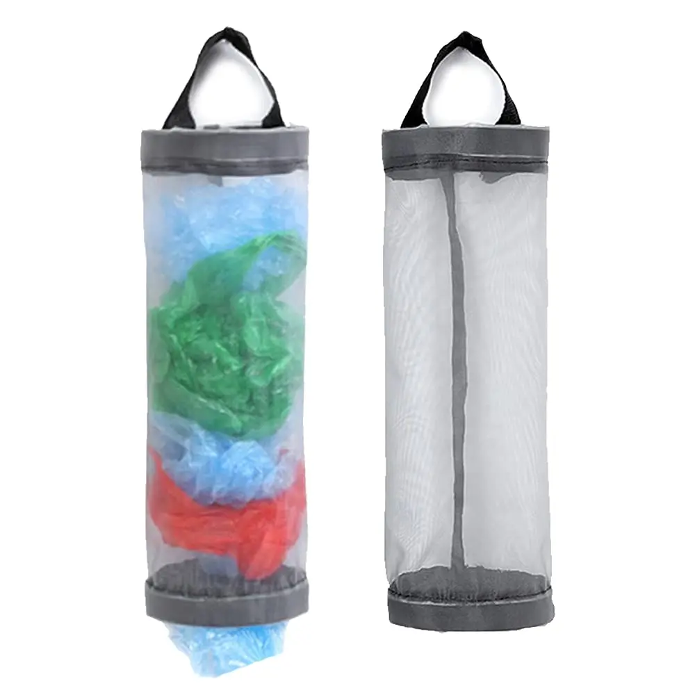 Sac de rangement gris SunOfficiBag, distributeur de sacs en plastique à mailles à montage mural, poudres de stockage réutilisées, sacs poubelle, org d'ordures de cuisine, 1PC