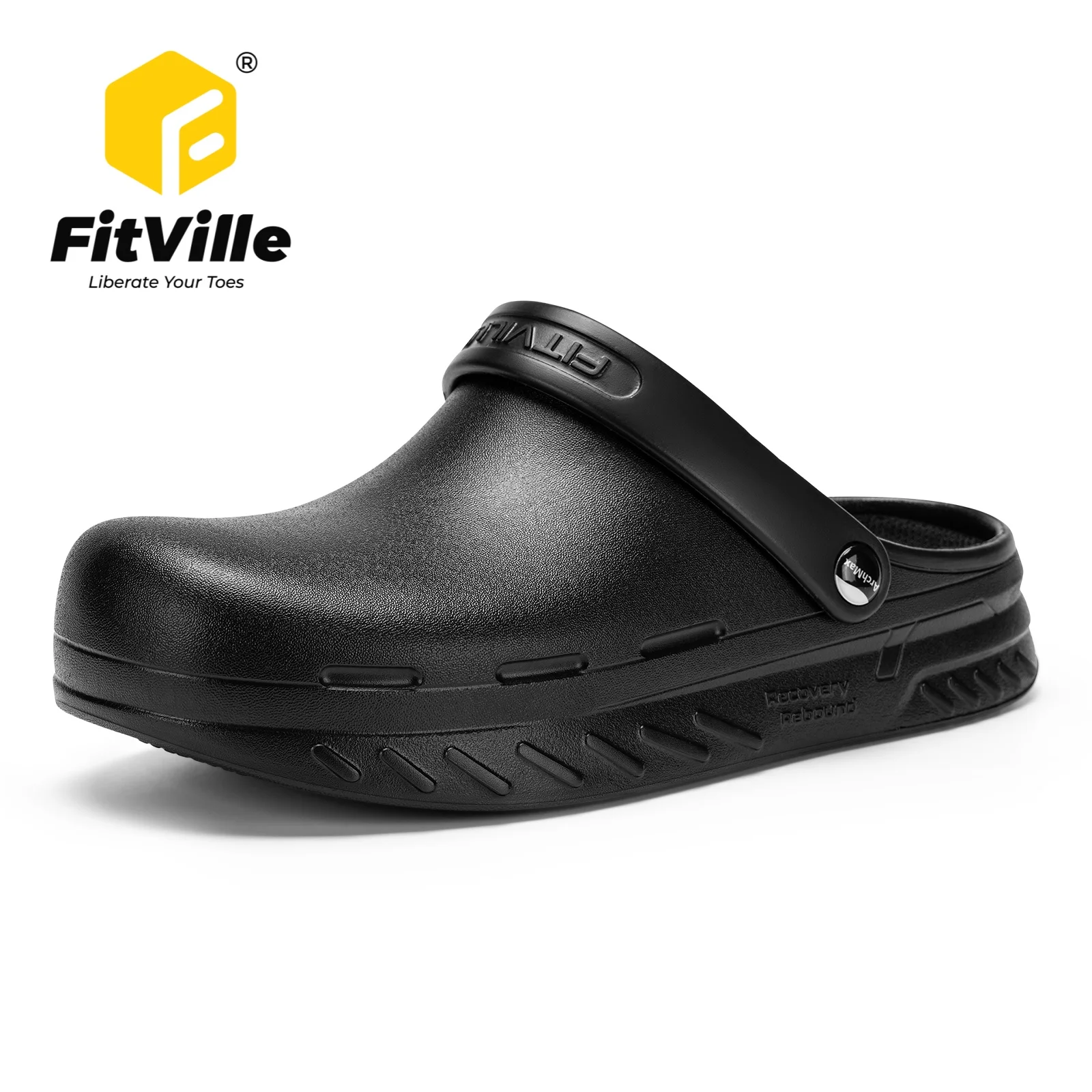 

FitVille Men's Sandals Wide Garden Clogs Waterproof Anti-Slip Oil-Resistant Chef Shoes for Men Work Kitchen Shoes Summer Slipper