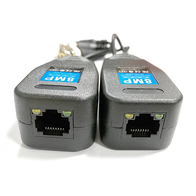 Passive Power to RJ45 Connector Converter, Transceiver, Vídeo Balun para HD 5MP 8MP AHD CVI TVI Câmera, 4K, 5 Pares